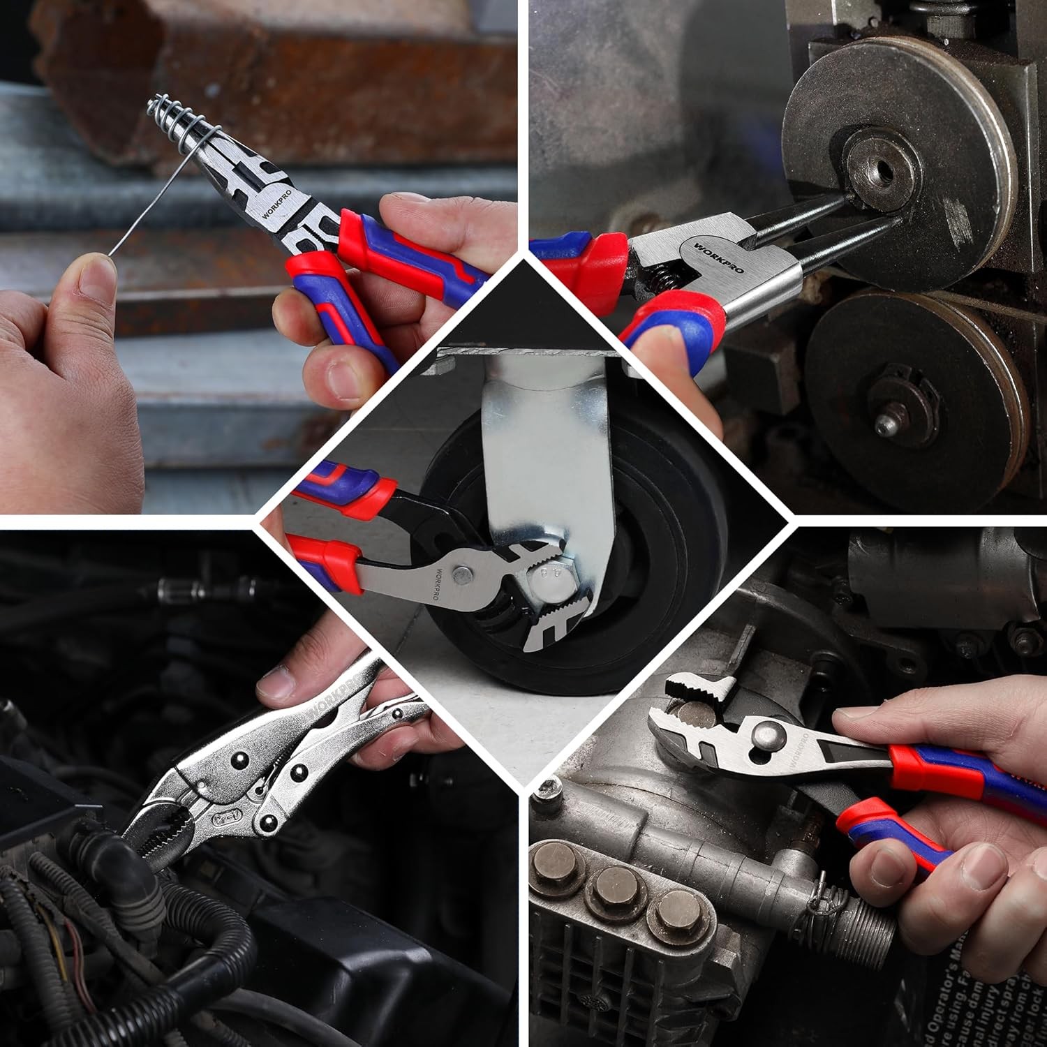 WORKPRO Pliers Set, 20-Piece Full Assortment of with 2-pack Blue-red