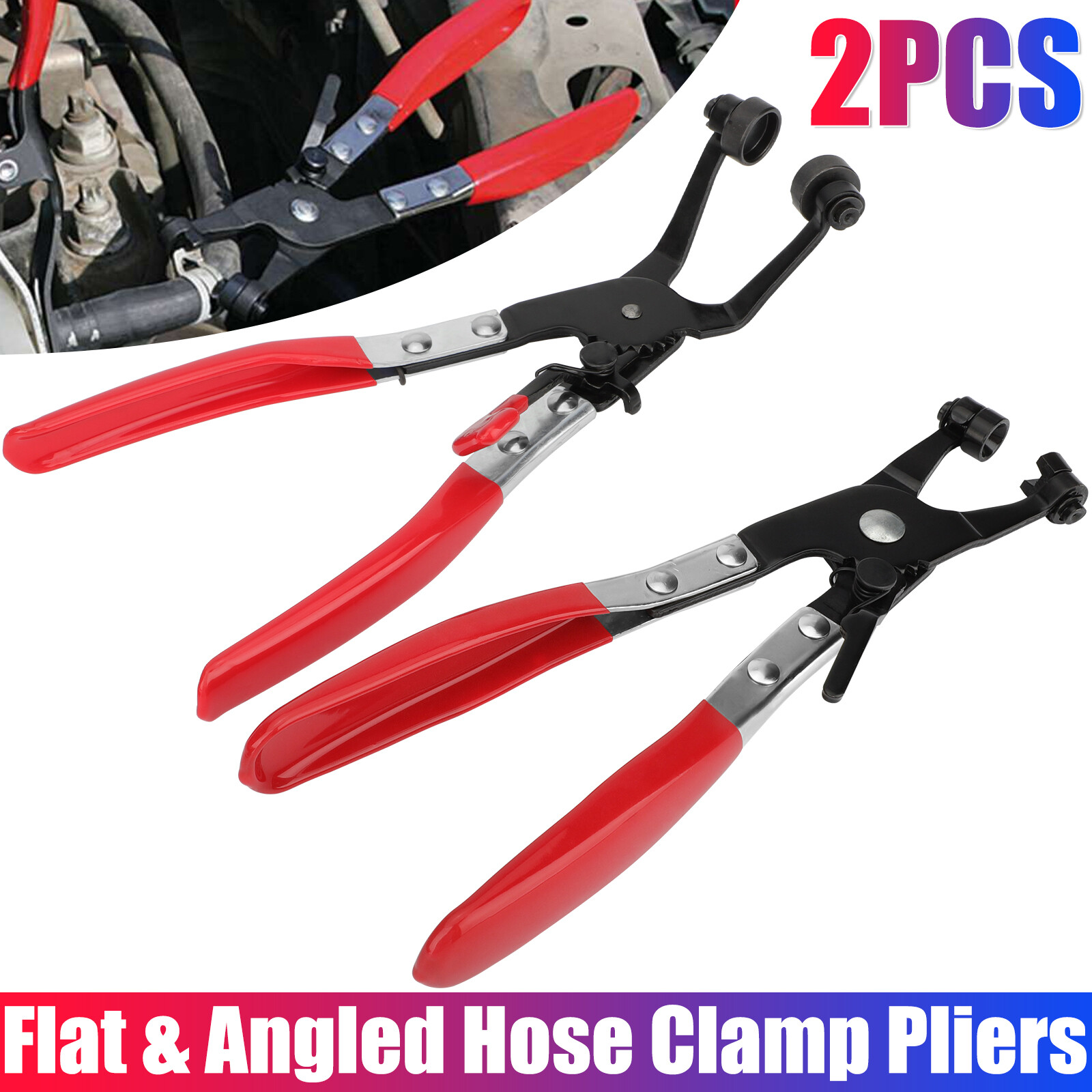 2x Flat Band 45° Angled Swivel Jaw Locking Tools Hose Clamp Plier Coolant Clip