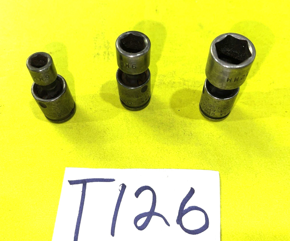 CORNWELL TOOLS 3 PIECE 1/4 DRIVE METRIC IMPACT SWIVEL SOCKETS 6, 9, 12MM