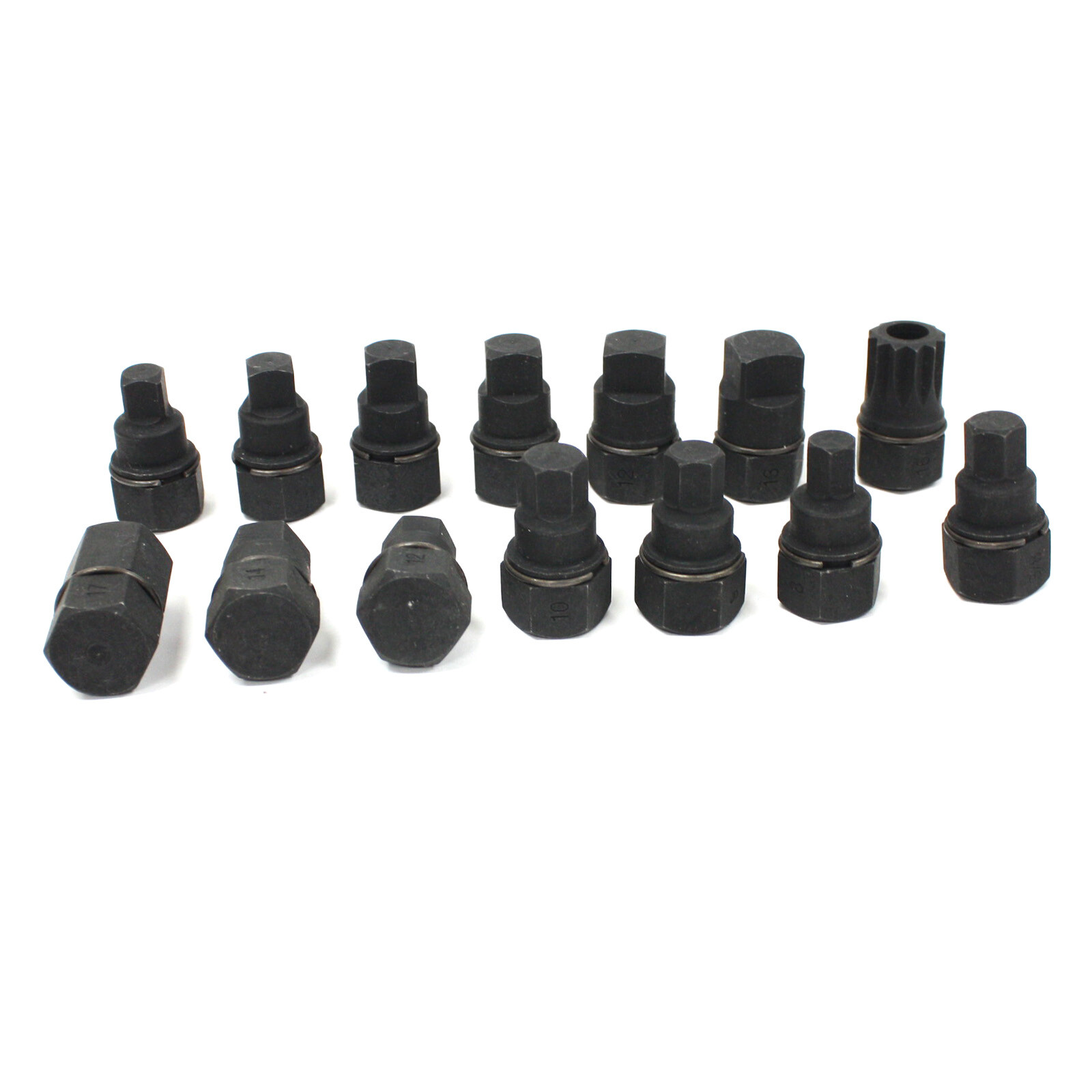 14 pc Master Oil Drain Plug Key Set 3/8″ Socket Drive Car Hex Square M16 Spline