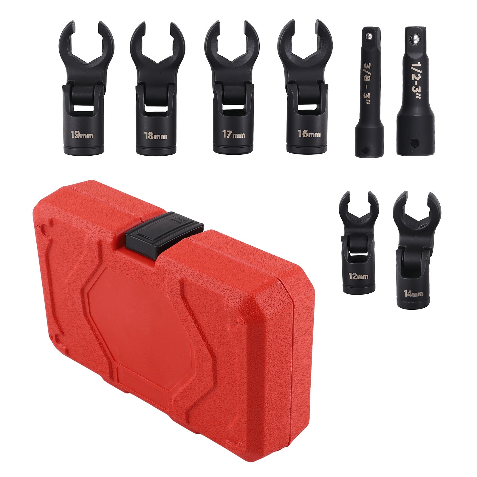 180° Flex Head Line Wrench Set 12-19mm for Brake Fuel System Service 8PC Kit
