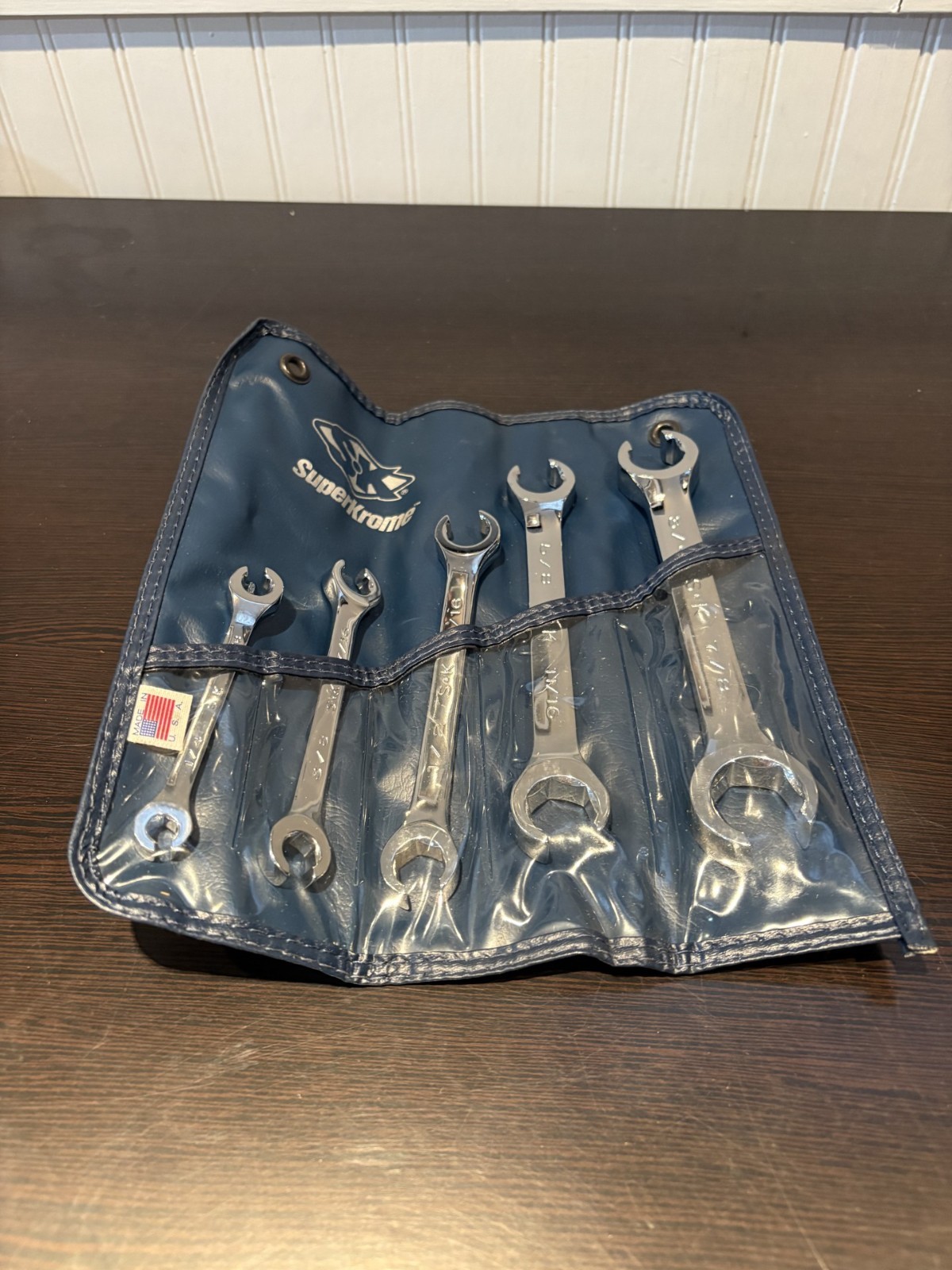 SK Tools 381 USA SAE 1/4-7/8 5pc Double Ended Flare Nut Wrench Set 6 Point Pouch