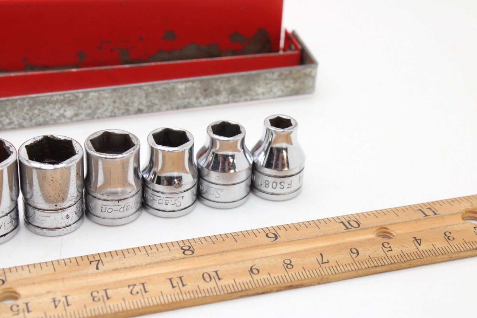 Snap On FS081-FS281 1/4″-78″ 3/8″ Drive 6 Point 11 Piece Shallow Sockets Set USA