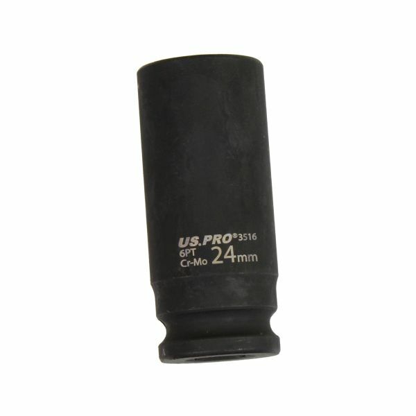 US PRO 24mm 1/2 Drive Impact Socket 6 Point Deep Metric 78MM Long Tool 3516