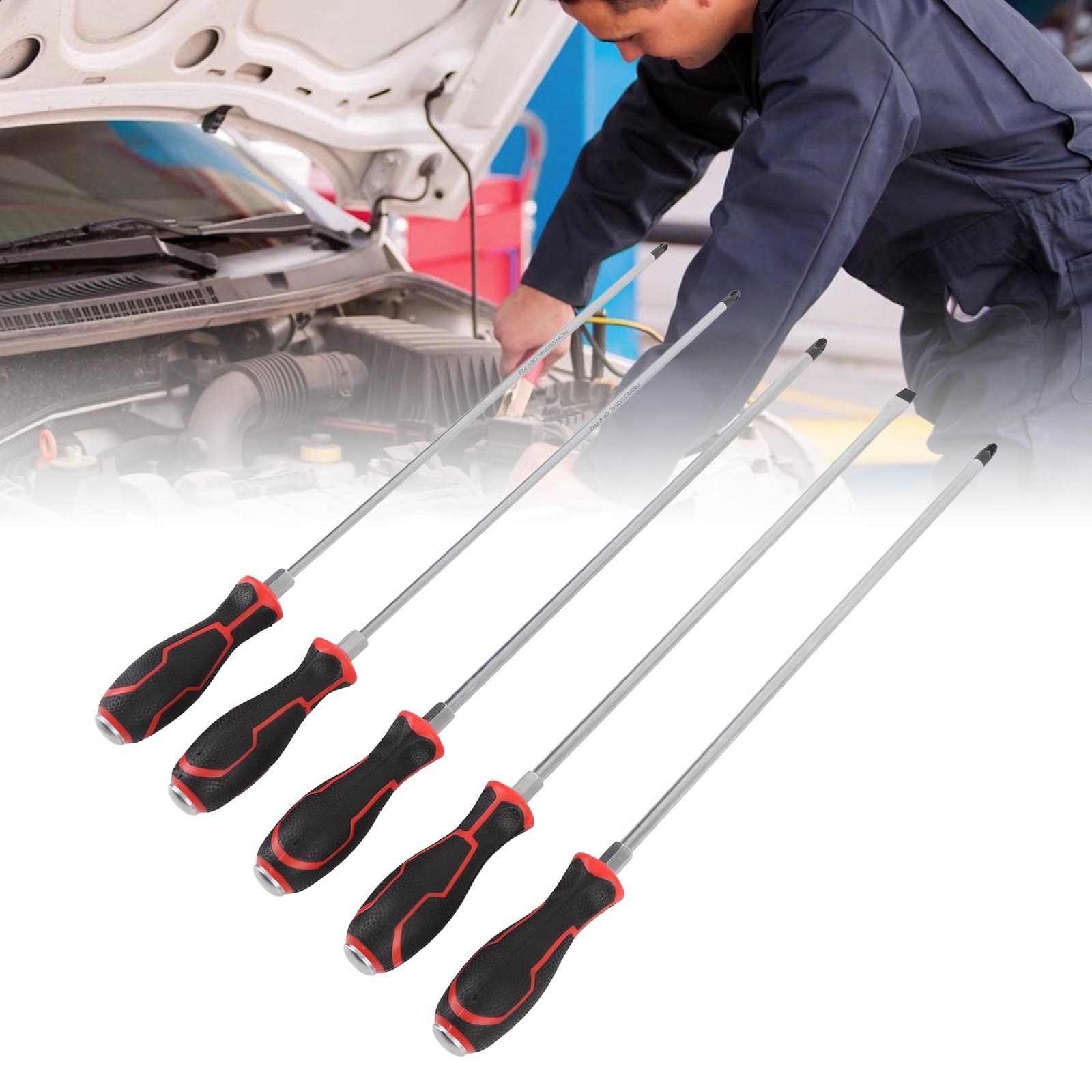 5Pcs 450mm Extra Long Screwdriver Set PH2 PH3 PZ2 PZ3 8mm Magnetic Hea GDUM