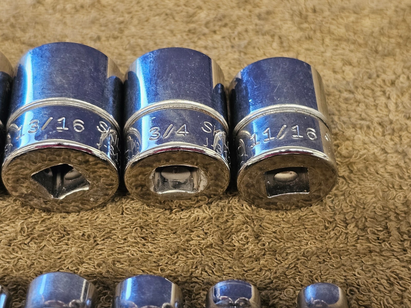 10 Skilcraft J31228 Socket Set 3/8 Drive Sae 7/8 13/16 3/4 11/16 7/16 1/4″ USA
