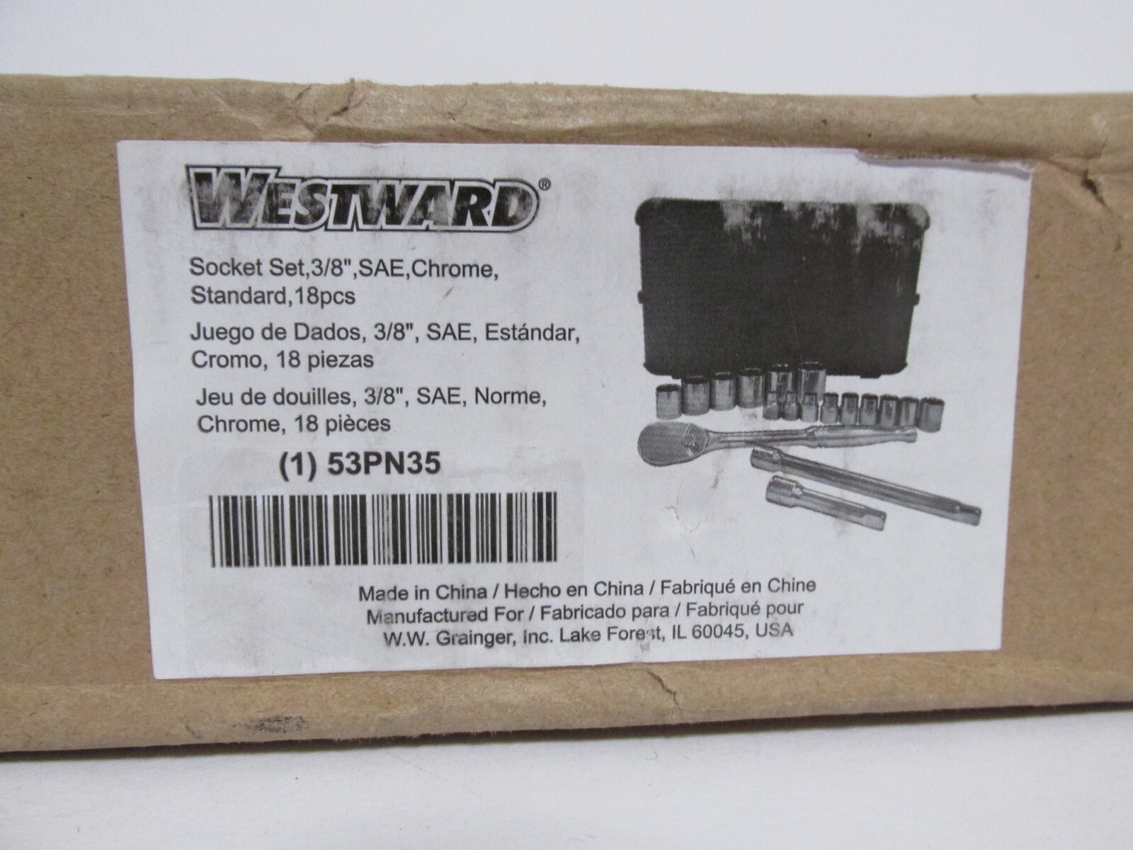 Mechanic Technician Tools Socket Set SAE Chrome Standard 3/8″ Westward 53PN35