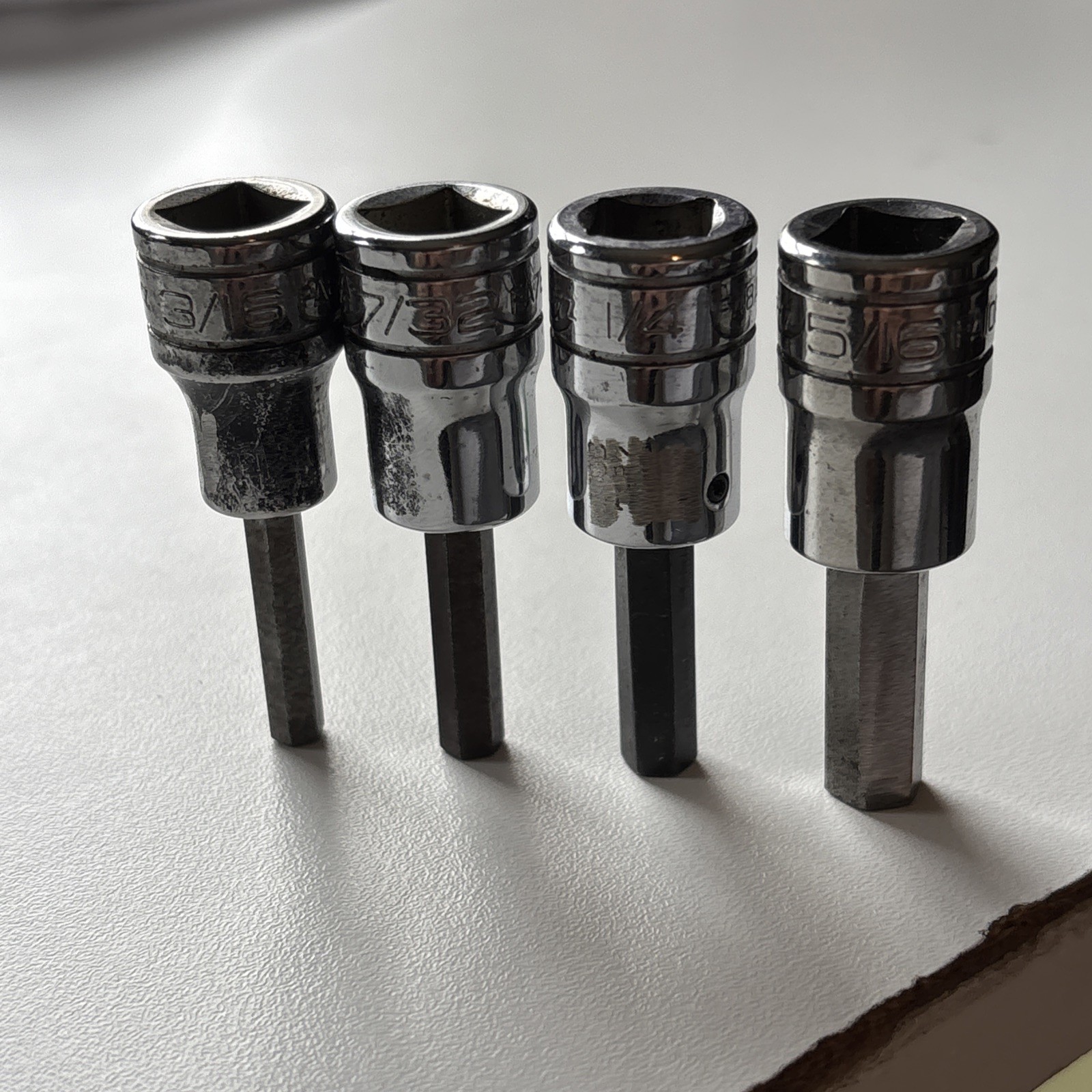 Snap-On FA 4-Piece SAE Chrome Standard Hex Bit Socket 3/16”-5/16” 🇺🇸