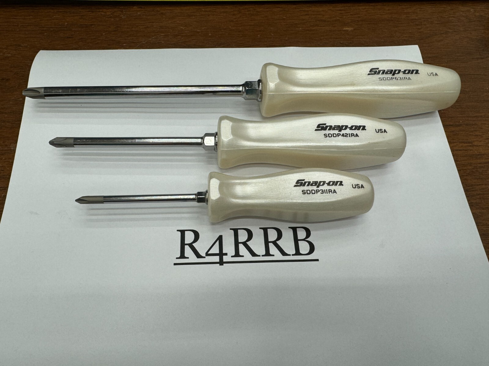 Snap-on Tools USA NEW 3pc PEARL WHITE GRIP PHILLIPS P1 P2 P3 Screwdriver Lot Set