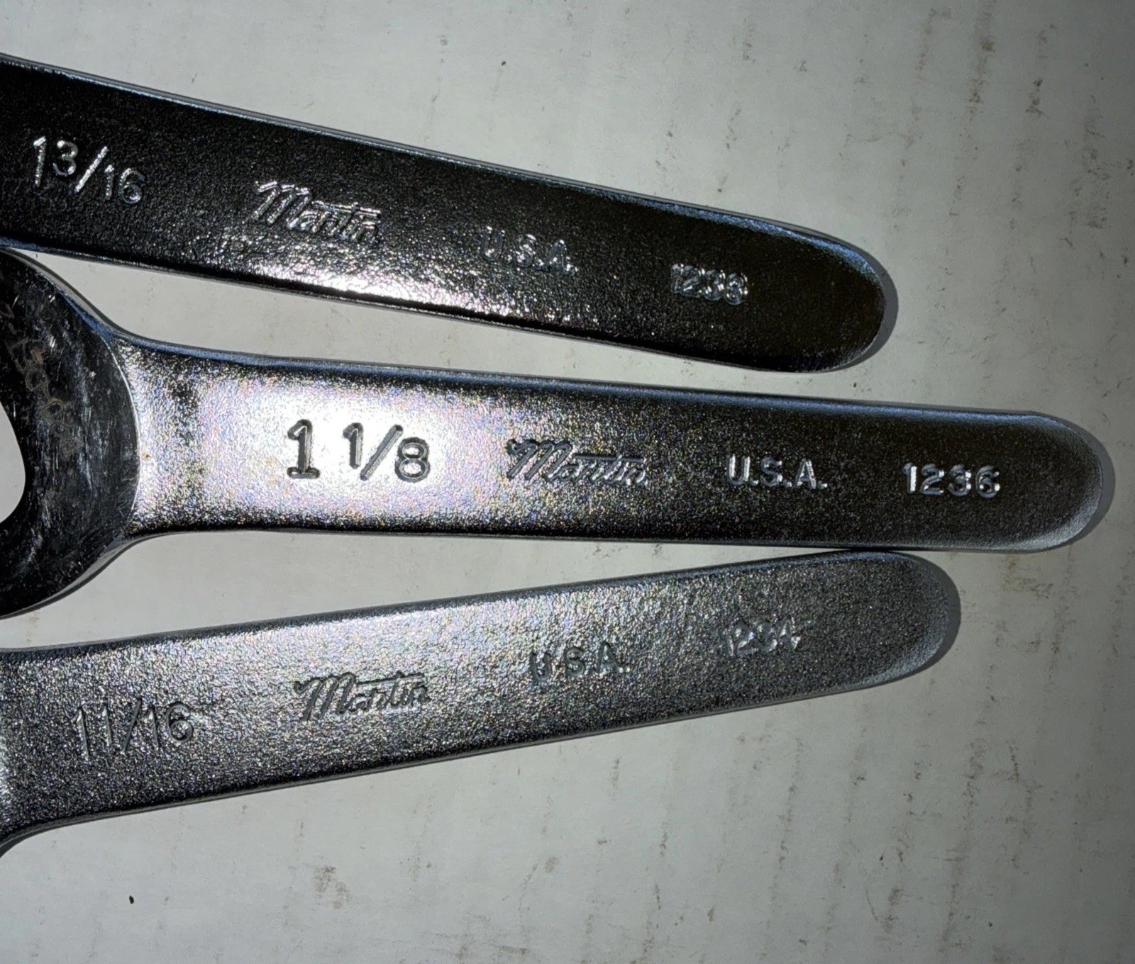 6 PC Martin Service Thin Angle Wrenches Wrench Set Sae 1-1/16”TO”1-1/2 USA