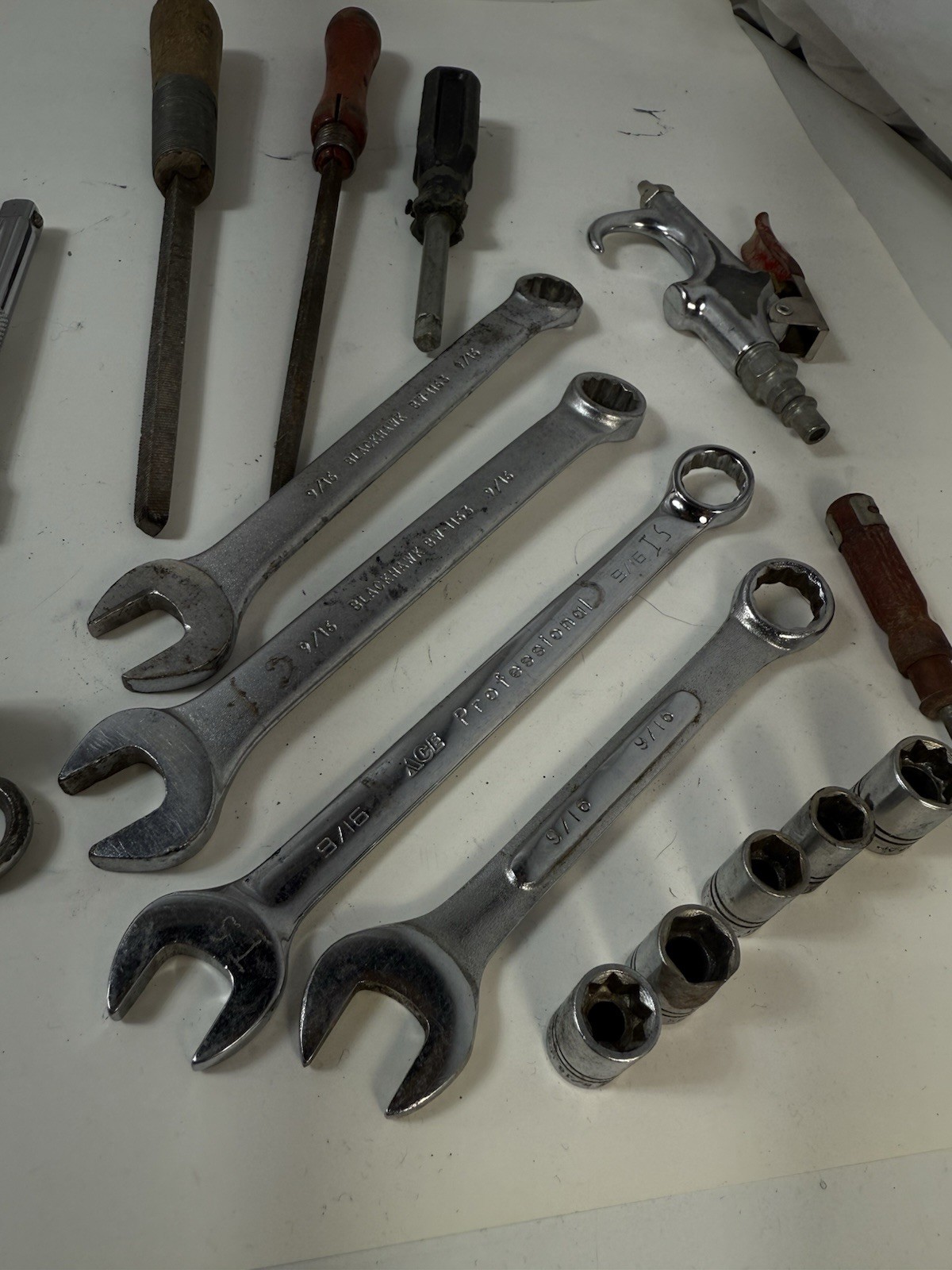 Lot Of 30 Mechanic Tools Sockets Wrenches Pliers Screwdrivers GP Ace Indestro