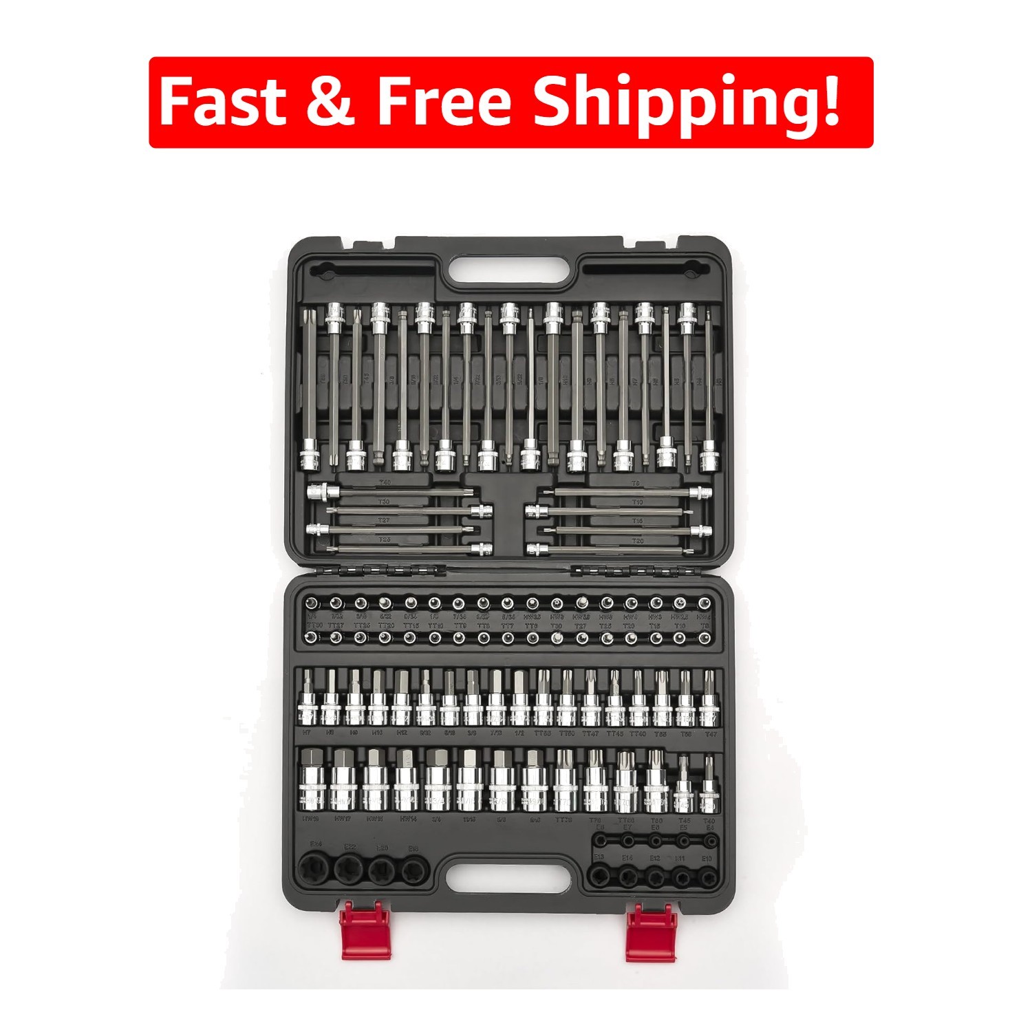 Durable 107-Piece Chrome-Plated Torx & Allen Set with Storage Case – S2 Steel