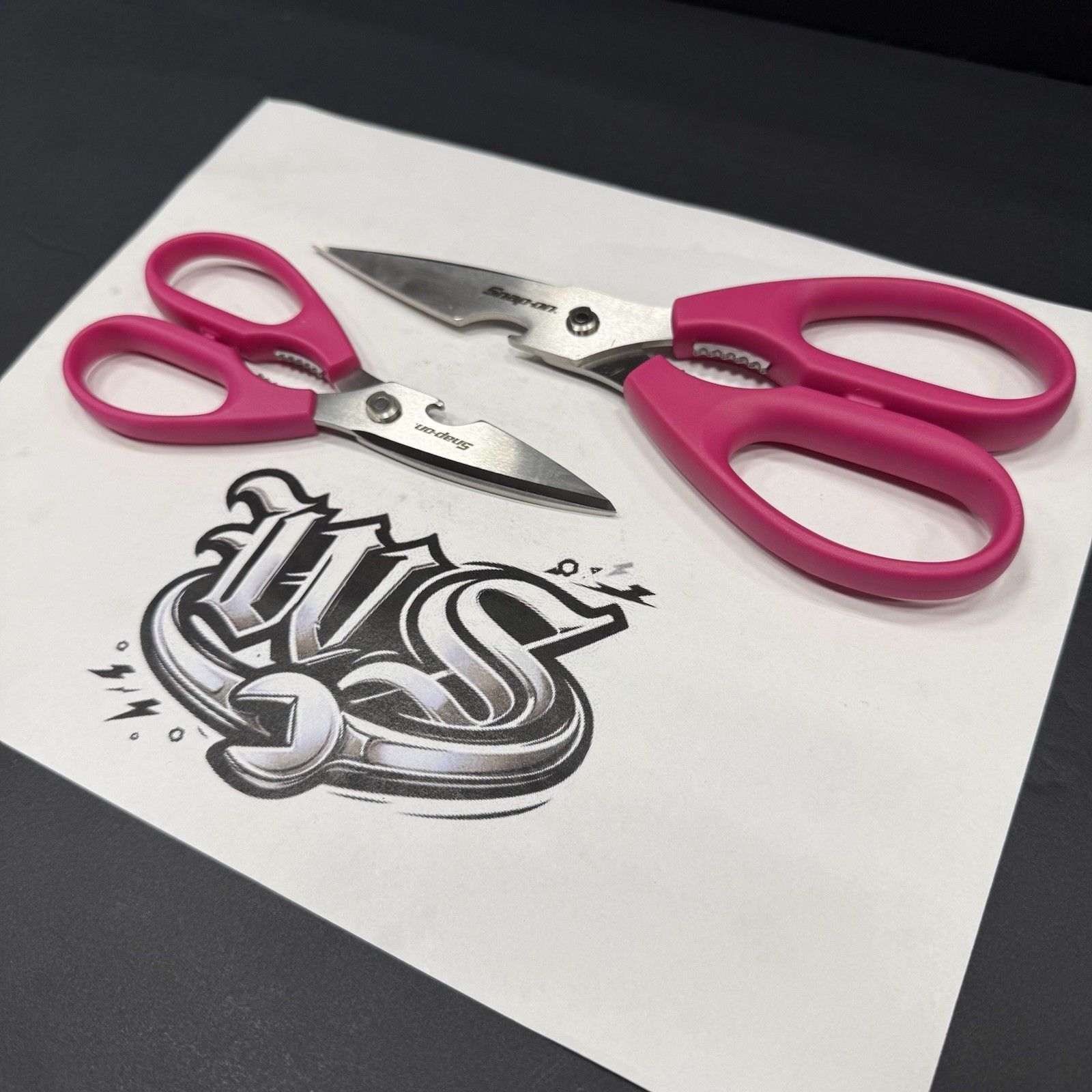 Snap-on Tools CRKT NEW 2pc ELECTRIC PINK Large & Small Shears SHEARS1EPNK