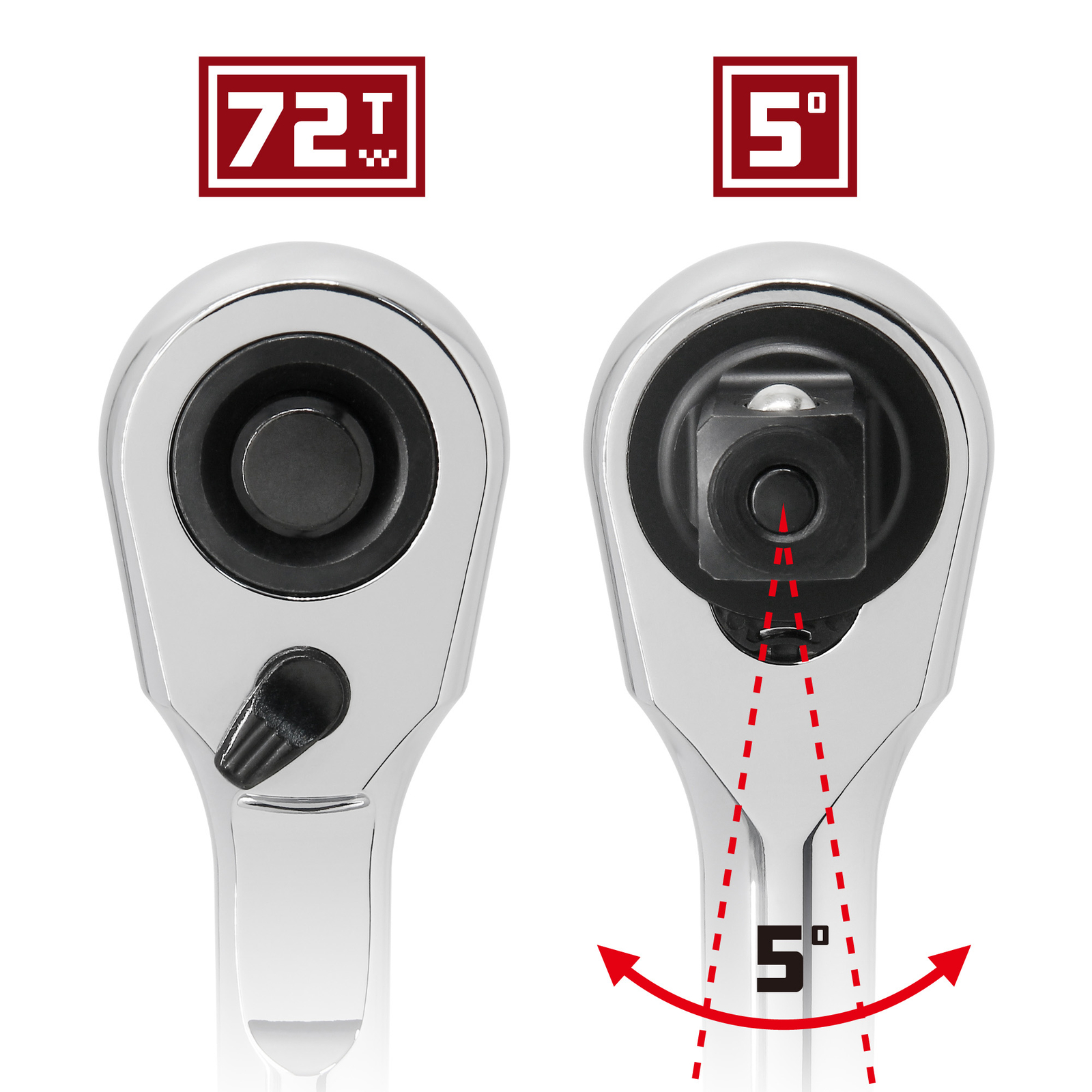 Powerbuilt 1/4 Inch Drive 72 Tooth Pro Tech Ratchet with Contour Handle – 649968