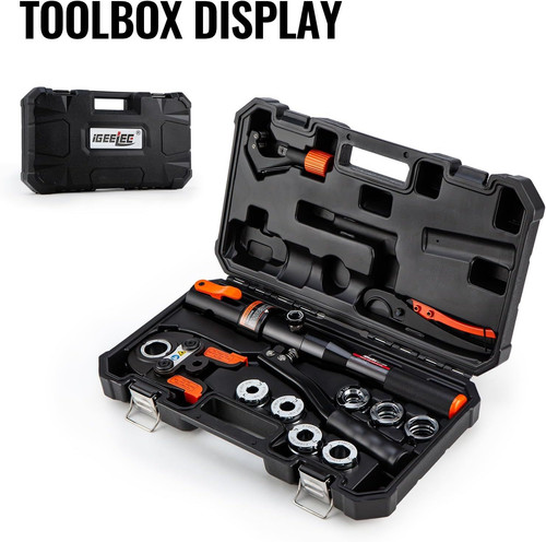 iGeelee Hydraulic Copper Press Pex Crimping Tool with Dies for Pipes HT-1950E