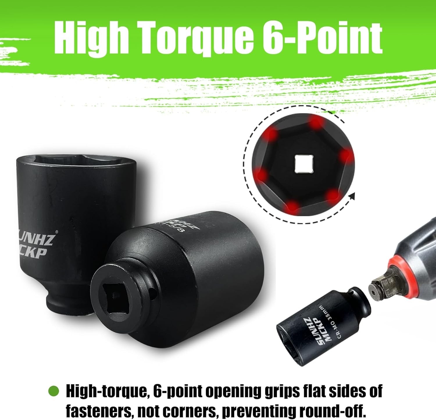 Chrome Molybdenum Steel Deep Impact Socket Set with Corrosion-Resistant Finish