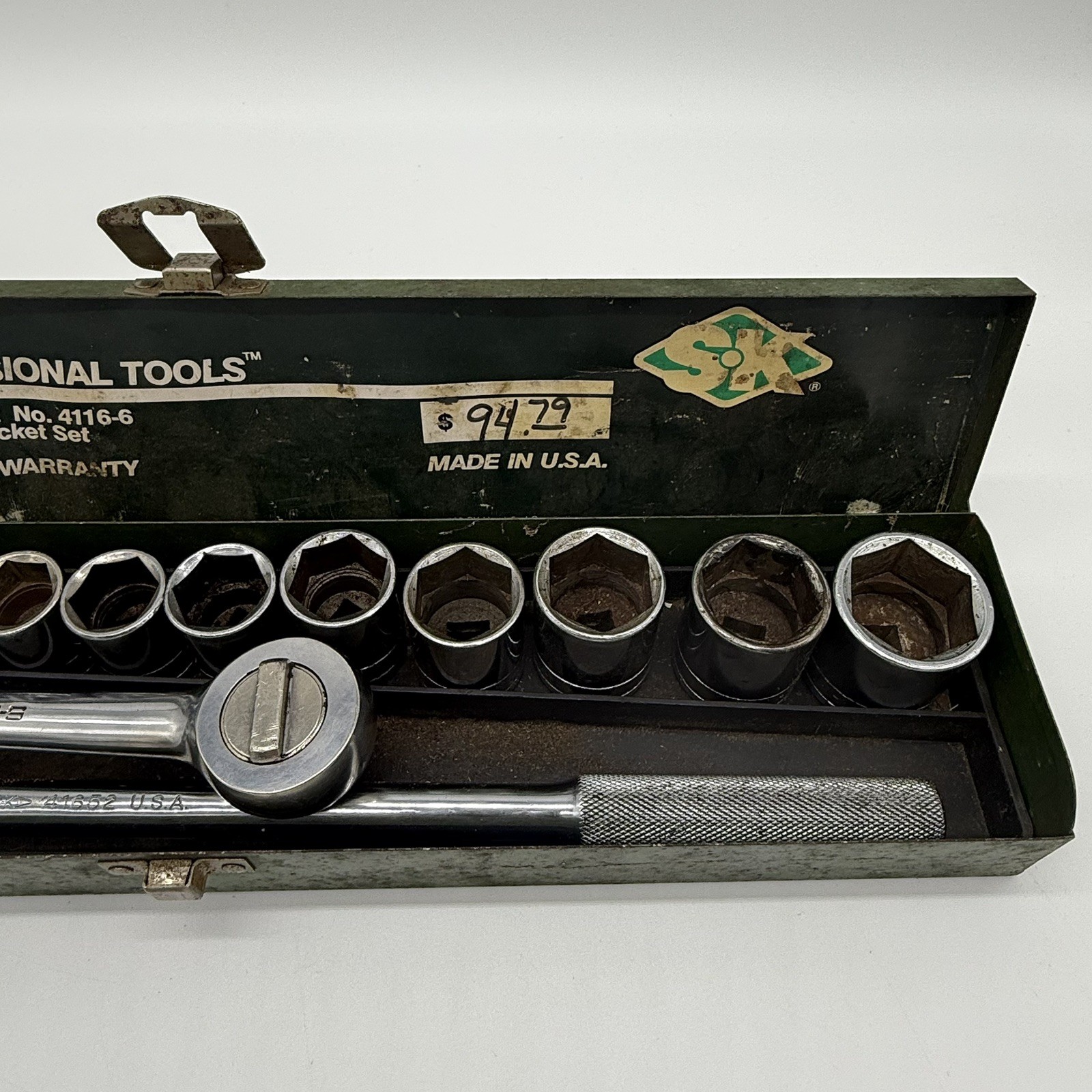 SK Professional Tools 16 Pieces Set 4116-6 Drive Socket Set 1/2” + Metal Case