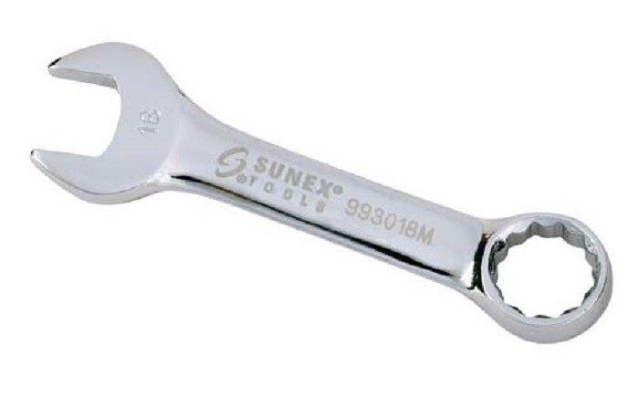 Sunex 993018M 18mm Polished Stubby Wrench Combination Metric Open Box End MM