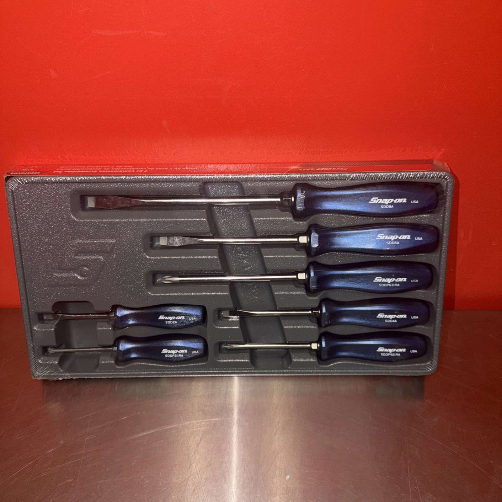 SNAP ON TOOLS USA 7Pc PWR BLUE Hard Grip Combination Screwdriver Set SDDX70AMB!