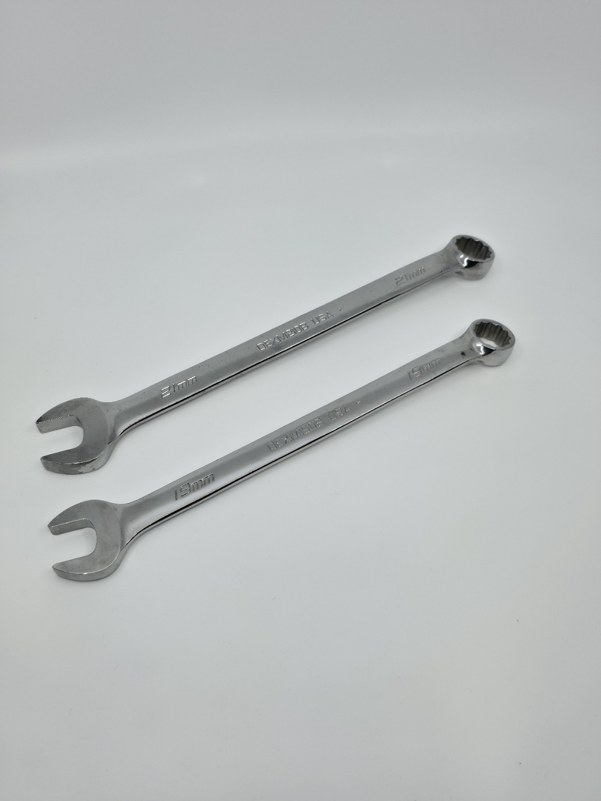 Snap-on 2 Pc Metric Combination Wrench Set 19mm 21mm OEXM190B OEXM210B USA