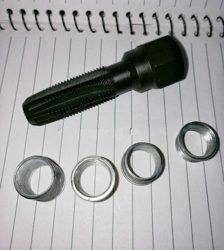 14MM Spark Plug Rethread Tool 4 Inserts Thread Reamer Tap Repair KIT Universal