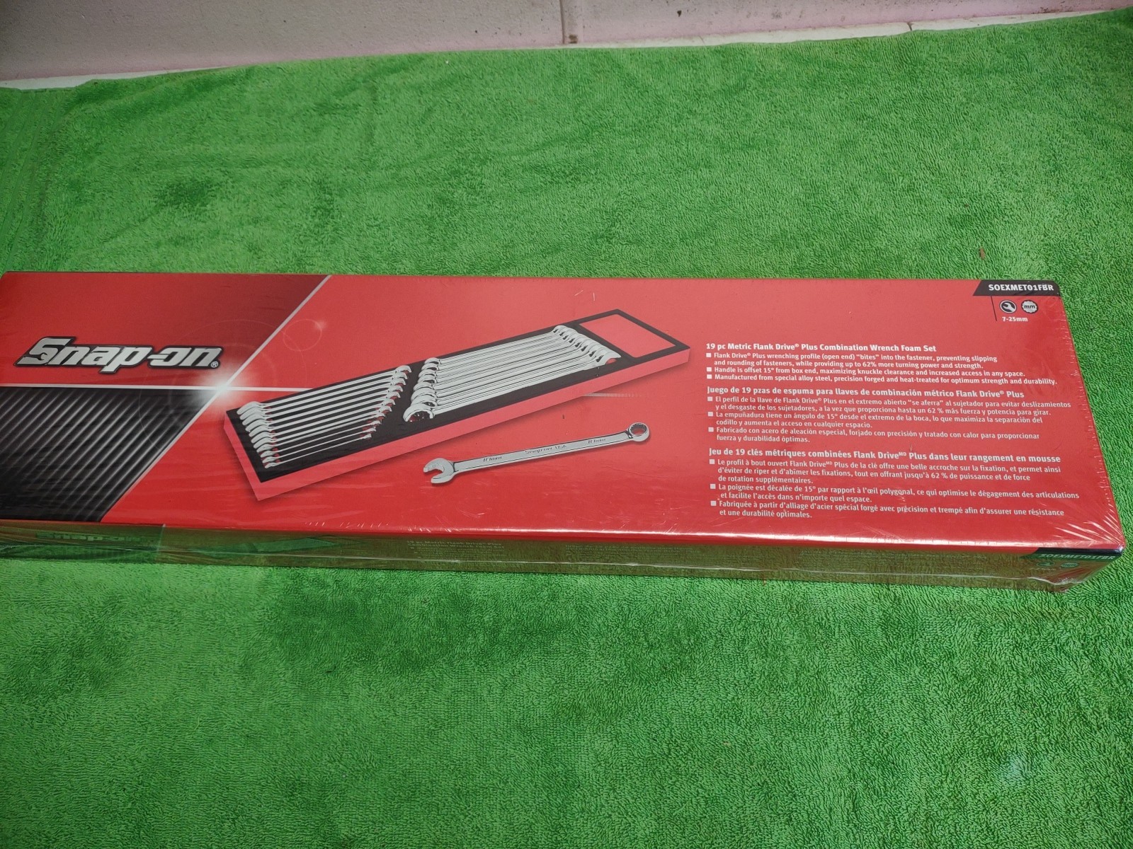 New! Snap-on SOEXMET01FBR 19pc Metric Flank Dr+ Wrench Foam Set 7 – 25 mm Sealed