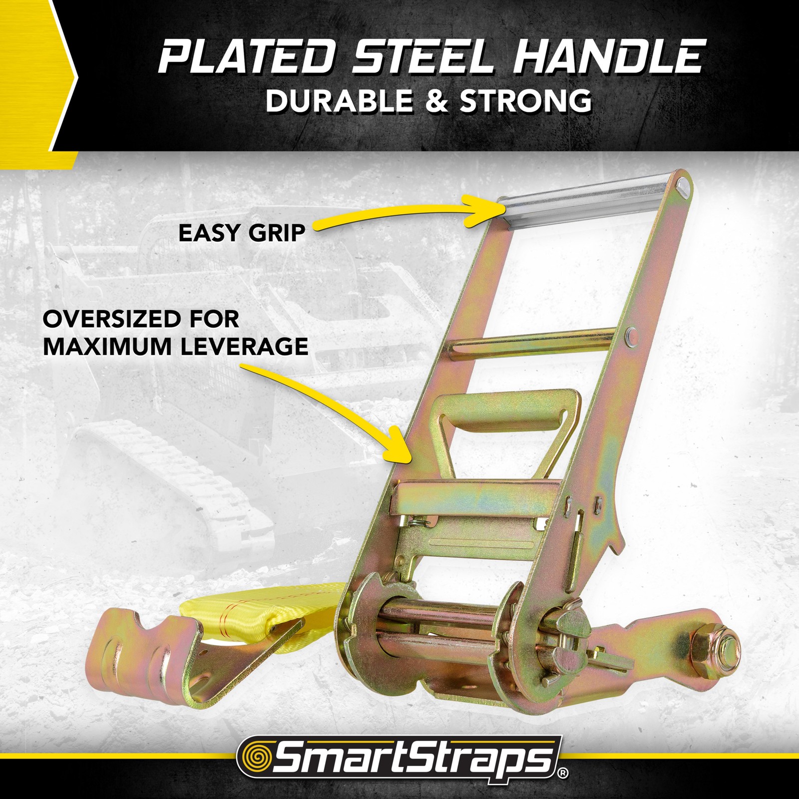 Smart Straps Commercial-Grade Ratchet Tie-Down, 15,000-lb. Breaking Strength,