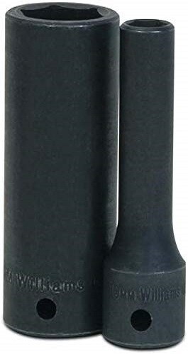 1/2″ Drive Deep Impact Socket, 6 Point, S.A.E, Black Industrial Finish, Williams