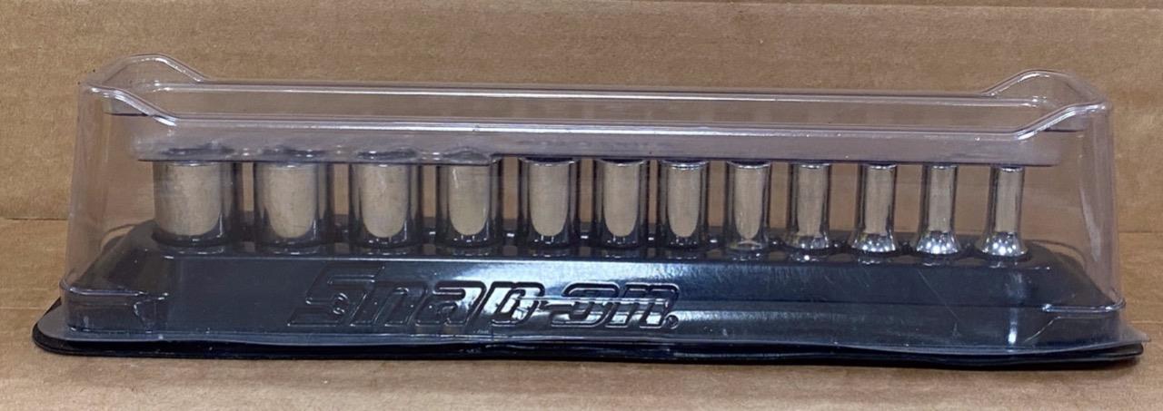 SNAP ON LOT OF 12 1/4″ DRIVE 6 PT SHALLOW SOCKET SET (5mm TMMS5-15mm TMMS15).