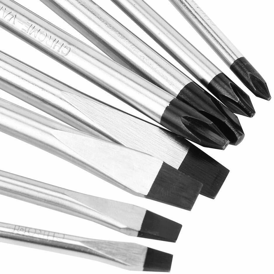 8Pc Piece Screwdriver Set | Phillips & Flathead, Magnetic Tips, Ergonomic Grip