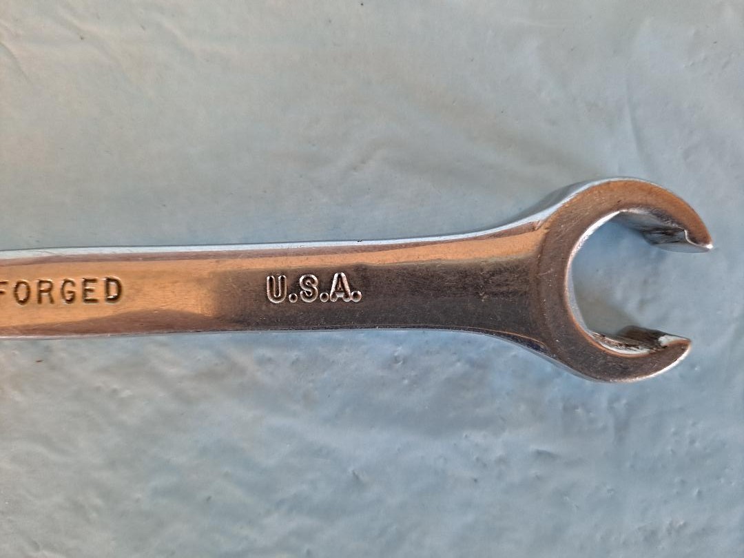 Vintage S-K F1618, Double Open-End Flare-Nut Wrench, 1/2 x 9/16, Made in USA