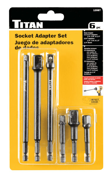 Titan 12087 6pc Impact Grade Socket Adapter Set 1/4 3/8 1/2 Inch Drive New