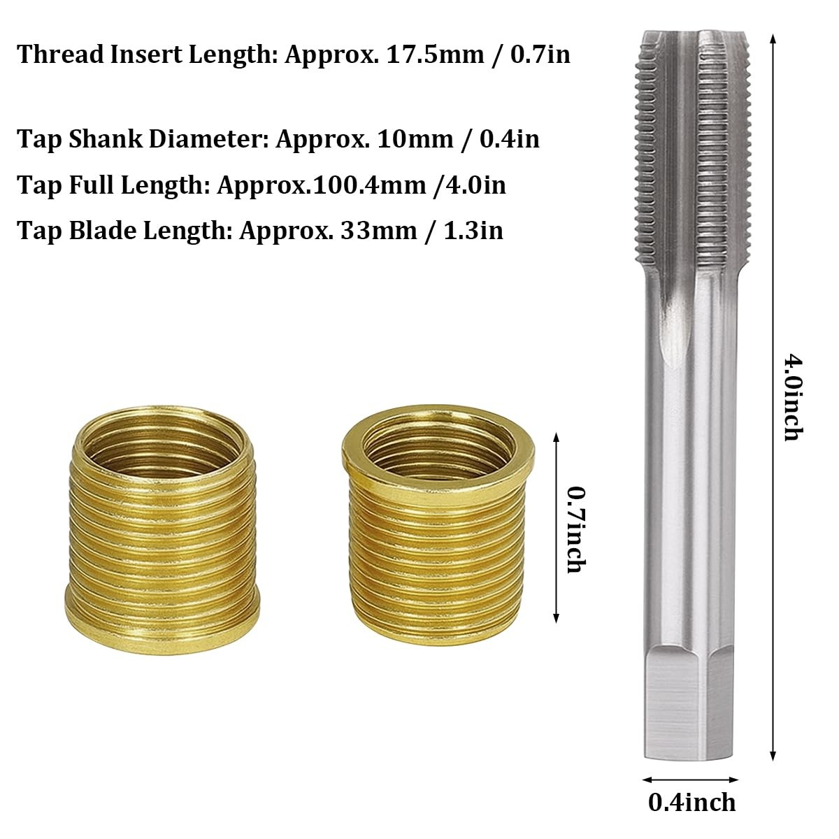Kit Reparacion Rosca Bujia M14x1.25 Helicoil 11Pcs Macho Tap M16 Acero Universal