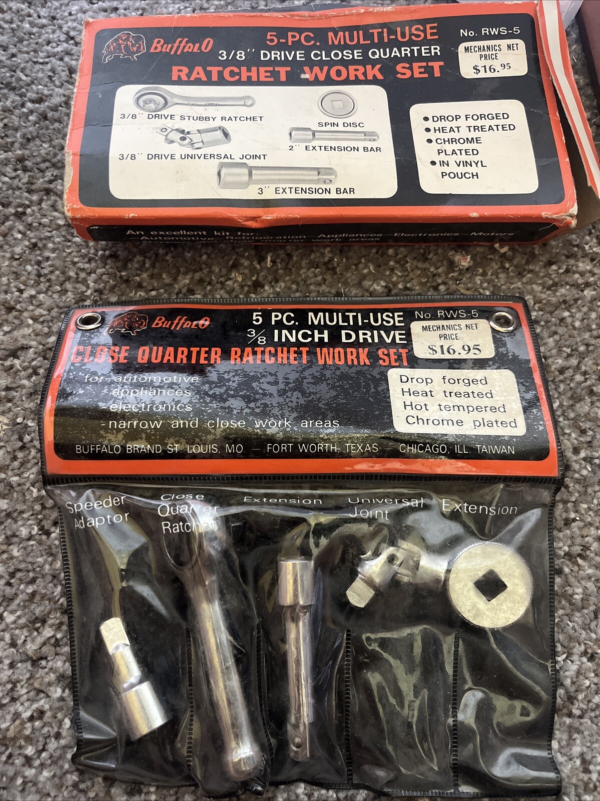 VINTAGE BUFFALO 3/8″ DRIVE STUBBY RATCHET Set – Close Quarter Set Taiwan