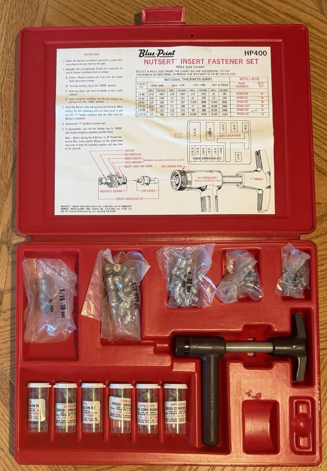 Blue-Point Snap-On HP 400 Insert Fastener Set with case