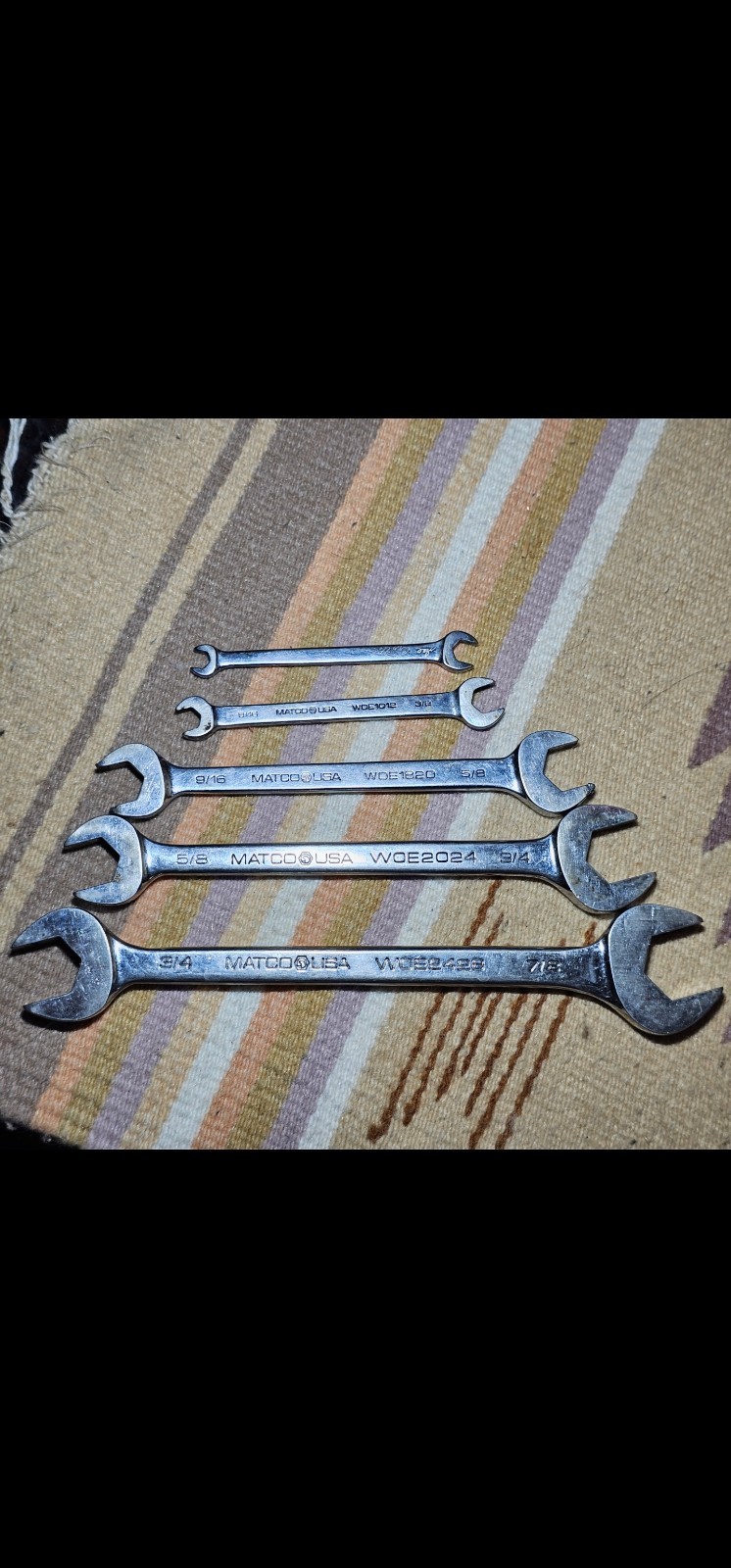 Matco Tools 5 Piece SAE Combination Matco Wrench Set See Photos Tools Pre Owned