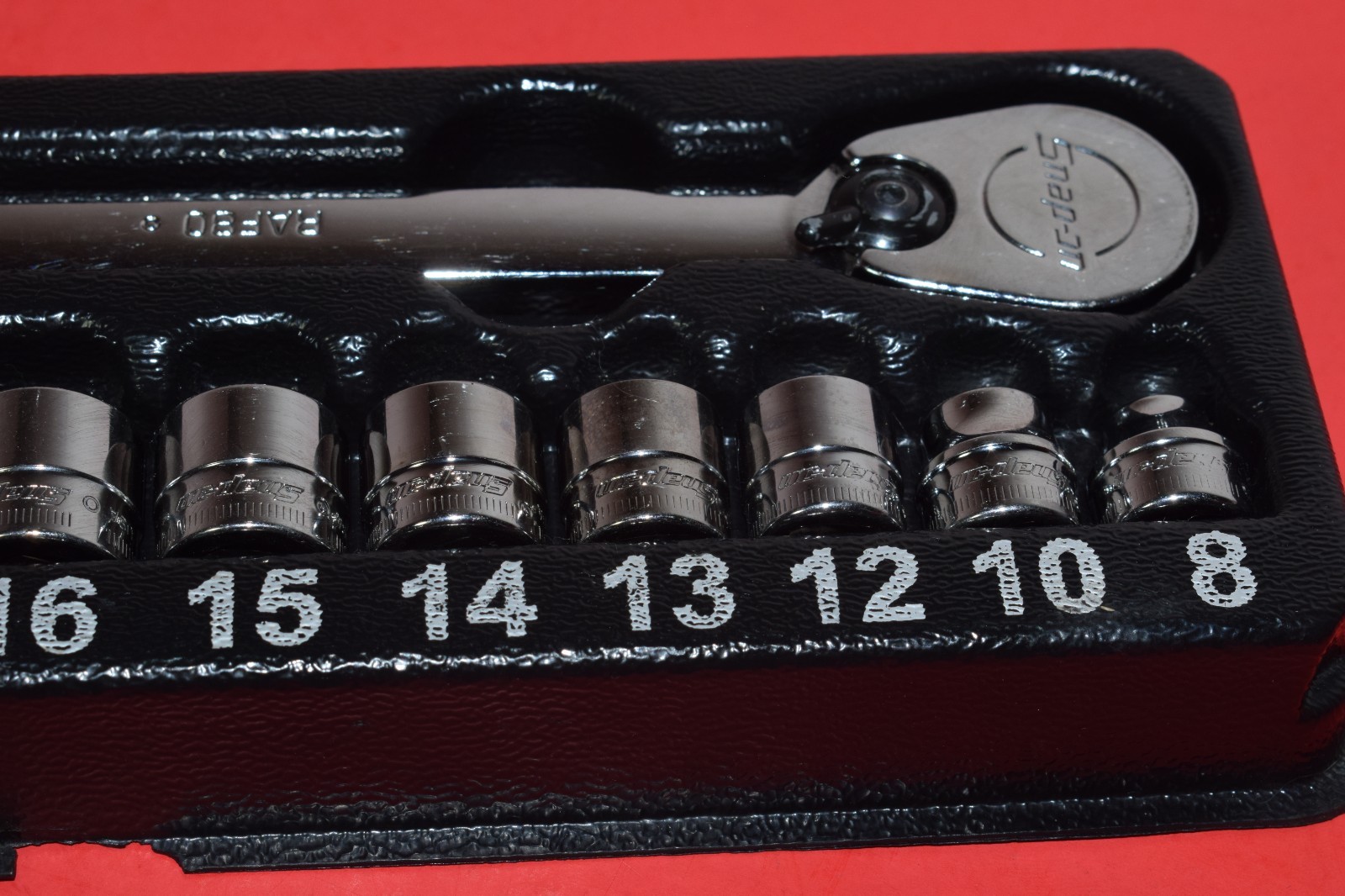 Snap-On 3/8″ Drive 6-Point Metric Flank Drive Low Profile 10p Ratchet Socket Set