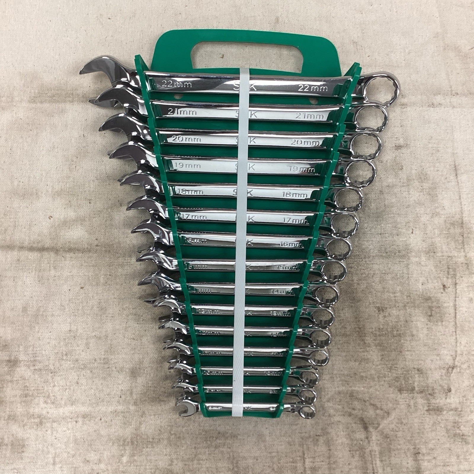 SK PROFESSIONAL TOOLS 86265 Combination Wrench Set 15 Tools 15° Offset Angle
