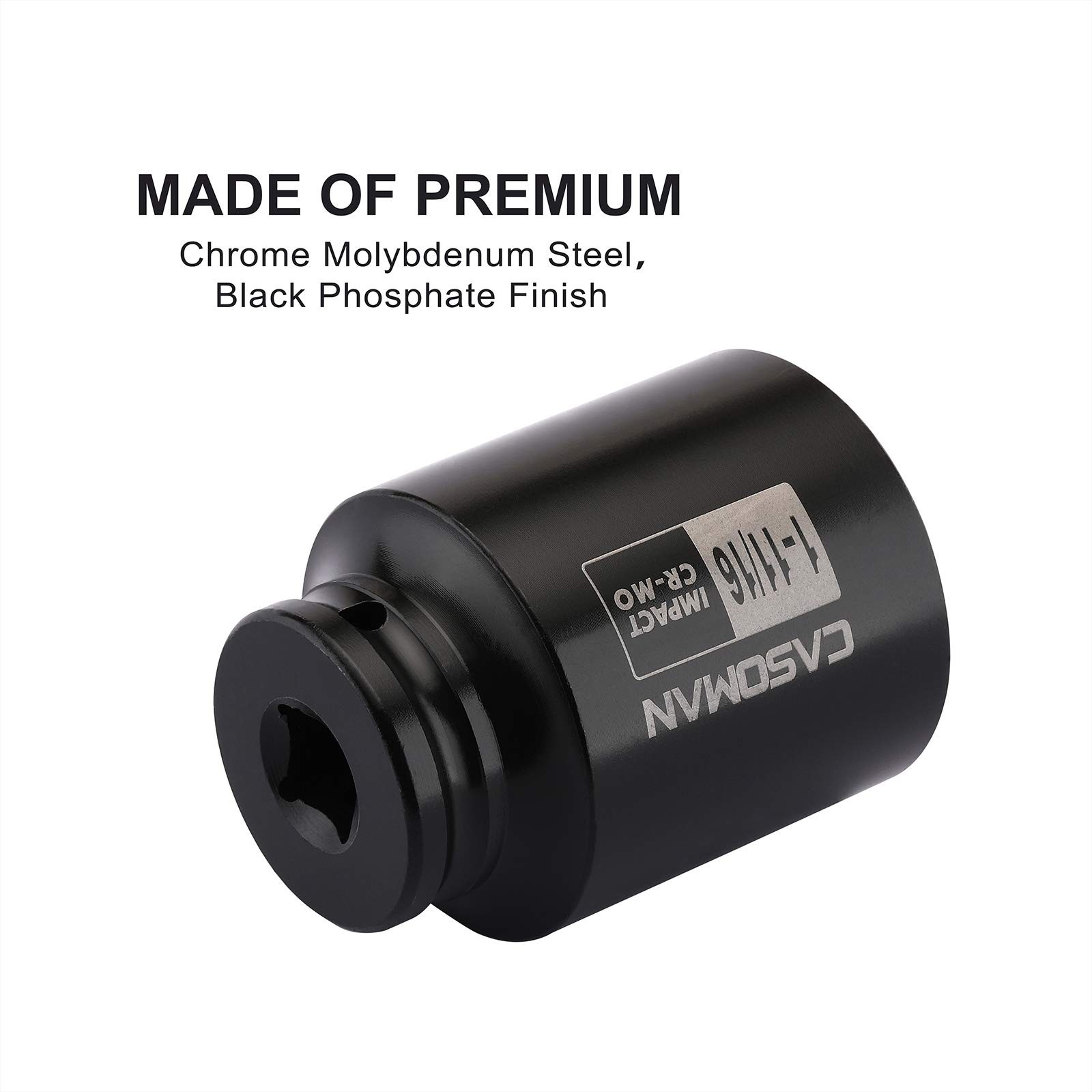 6-Point 1/2-Inch Drive Deep Impact Socket- 1-11/16″ (SAE), CR-MO, 1/2-inch Drive