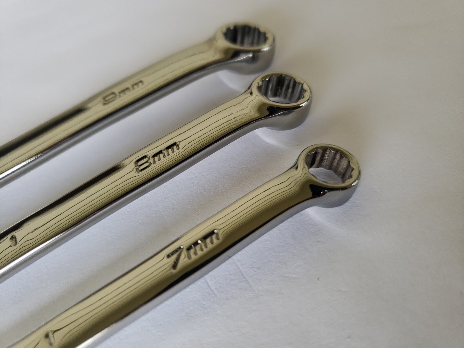 Snap-on Tools USA NEW 3pc Metric 7mm – 9mm Flank Drive PLUS Combo Wrench Lot Set