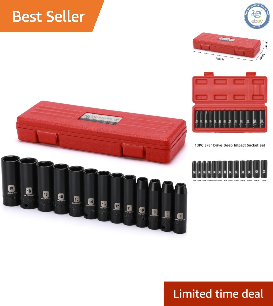Lightweight 13-Piece Impact Socket Set – Black Phosphate Finish, Laser Marked