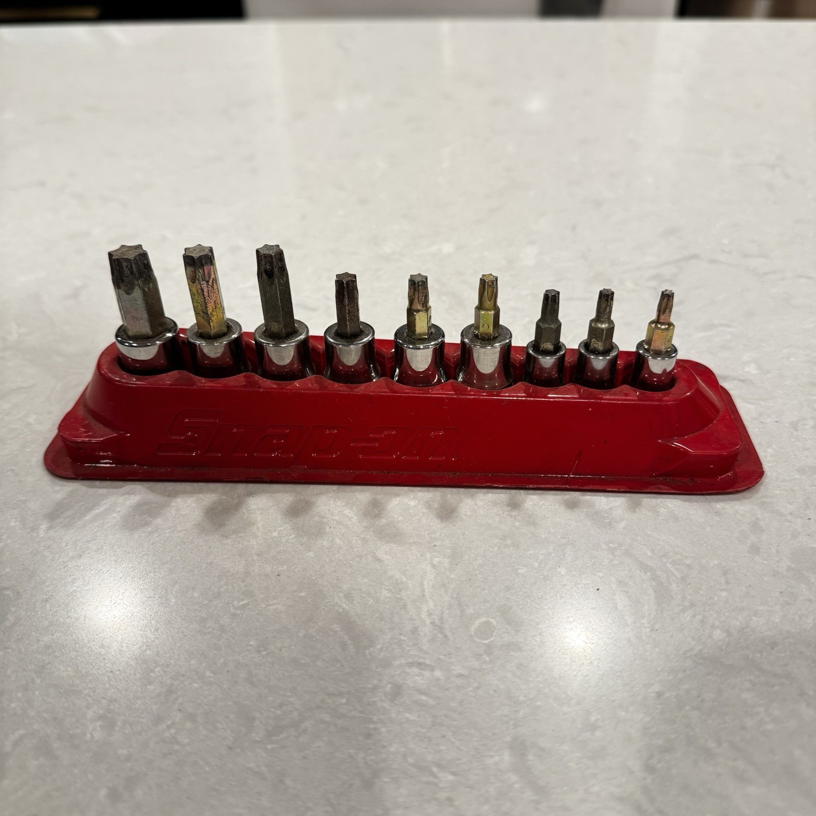 Snap-On FTXB 9 Pc Combination Drive TORX Bit Socket Set w Magnetic Tray T15-T55