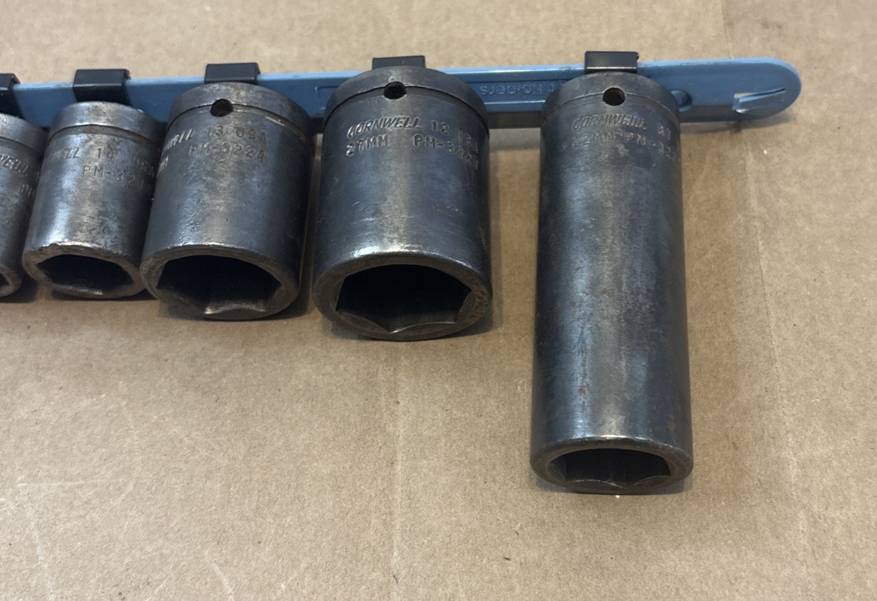 Cornwell Impact Sockets 6 Pieces Mechanics Tools USA 22mm, 27, 24, 18, 16, 14 mm