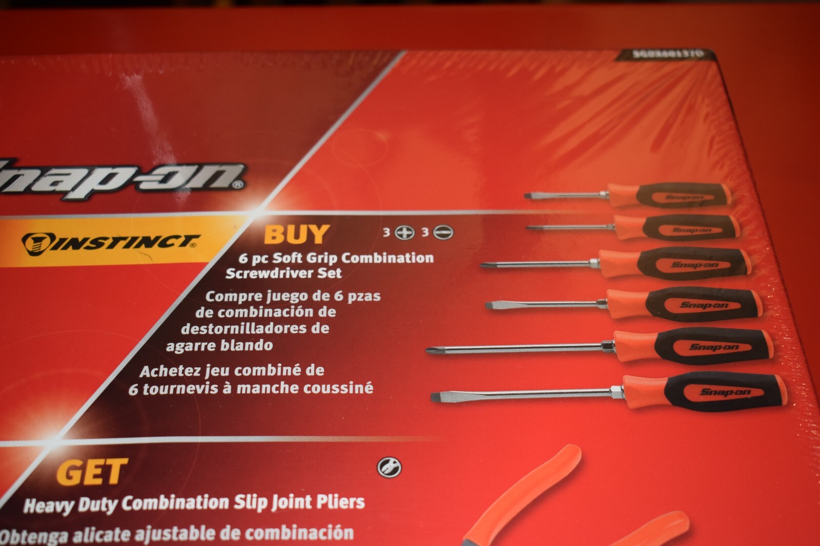 Snap-On Tools 7pc Orange SGDX60 Soft Grip Screwdriver Set & 137ACF Pliers ~ US9
