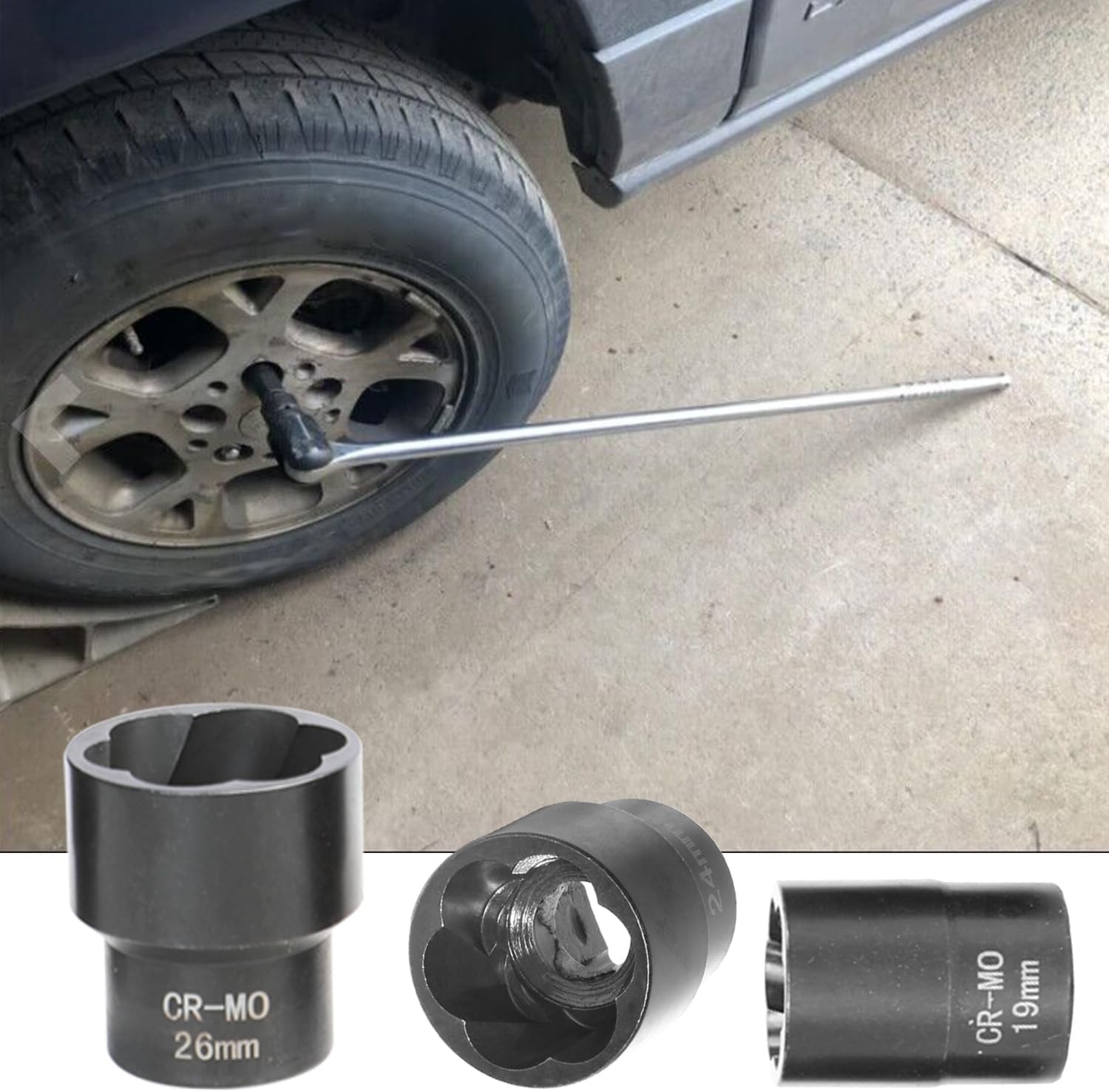 22 Piece Bolt Nut Extractor Set, 1/2″ and 3/8″ Drive Impact Lug Nut Remover Sock