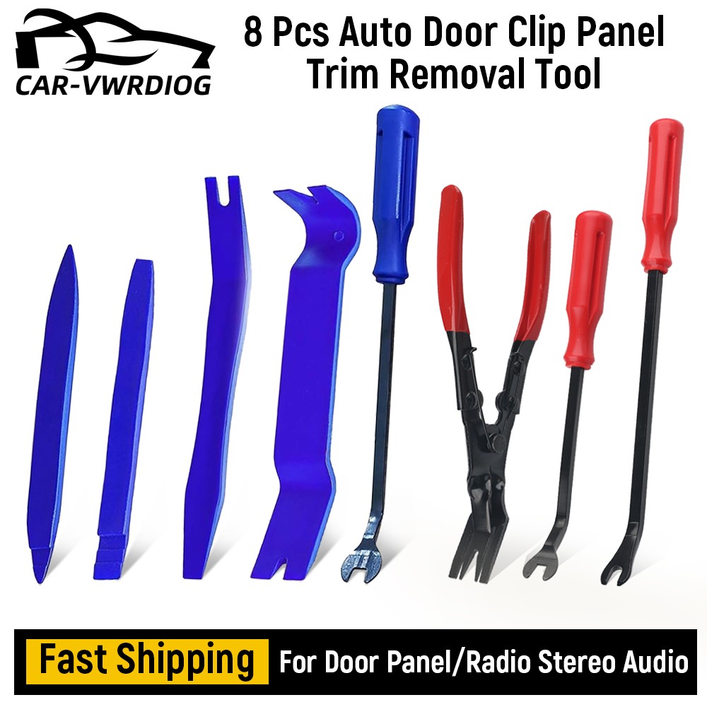 8PCS Car Trim Clip Upholstery Removal Tool Door Panel Fastener Pin Pliers Puller