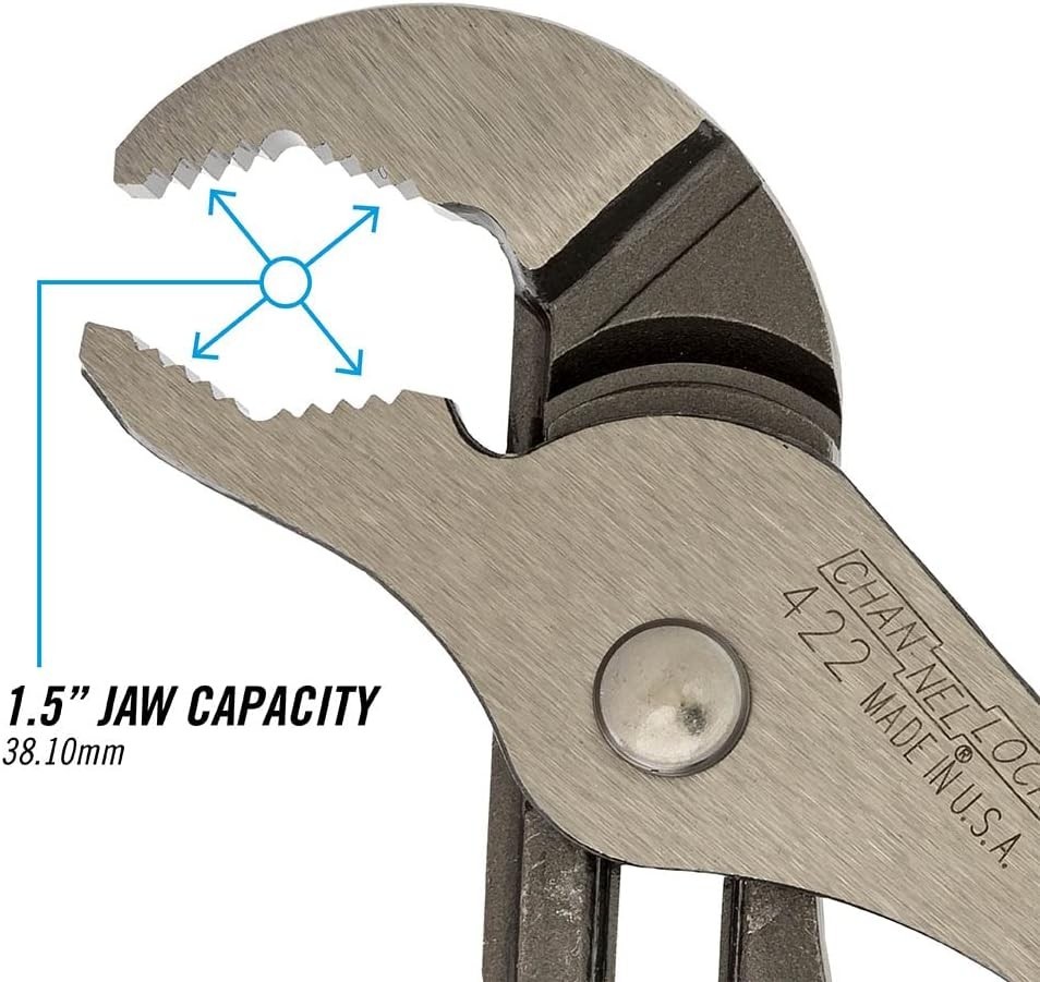 NEW 9.5″ Channellock 422 Curved V-Jaw Tongue & Groove Pliers 1.5″ Jaw Capacity