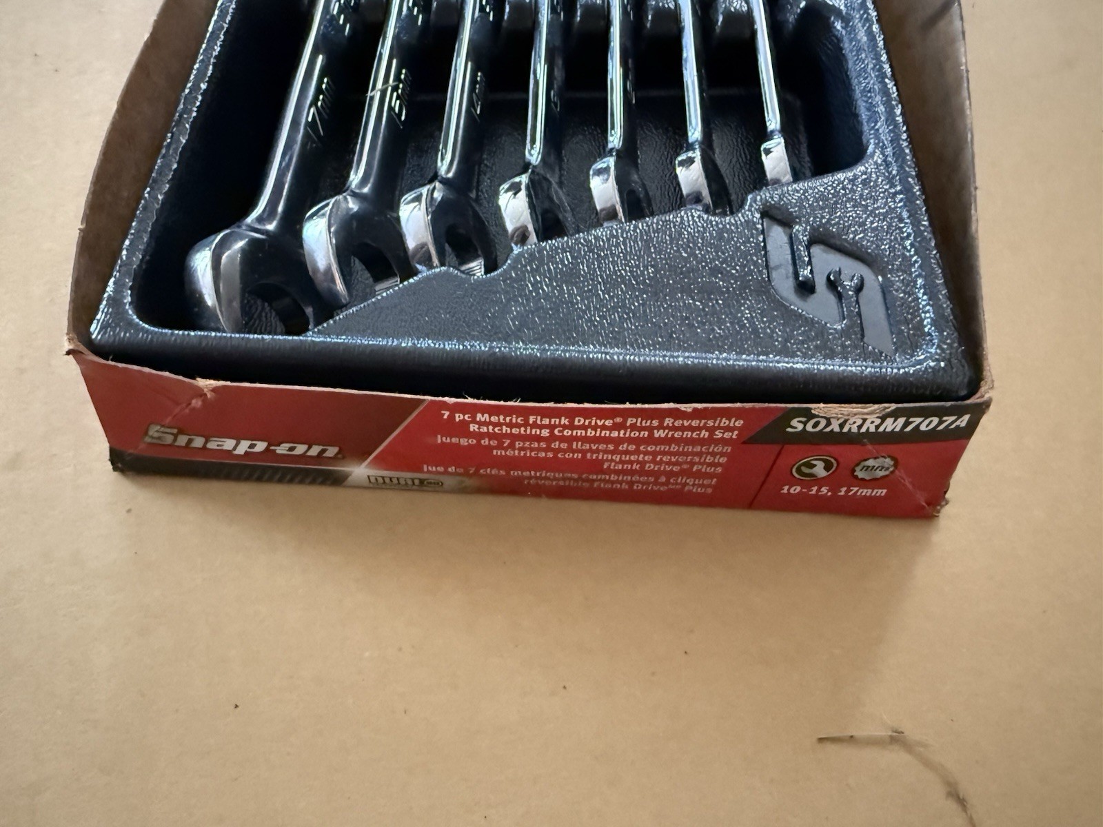 Snap On 7pc Metric Flank Drive Plus Reversible Ratcheting Combination Wrench Set