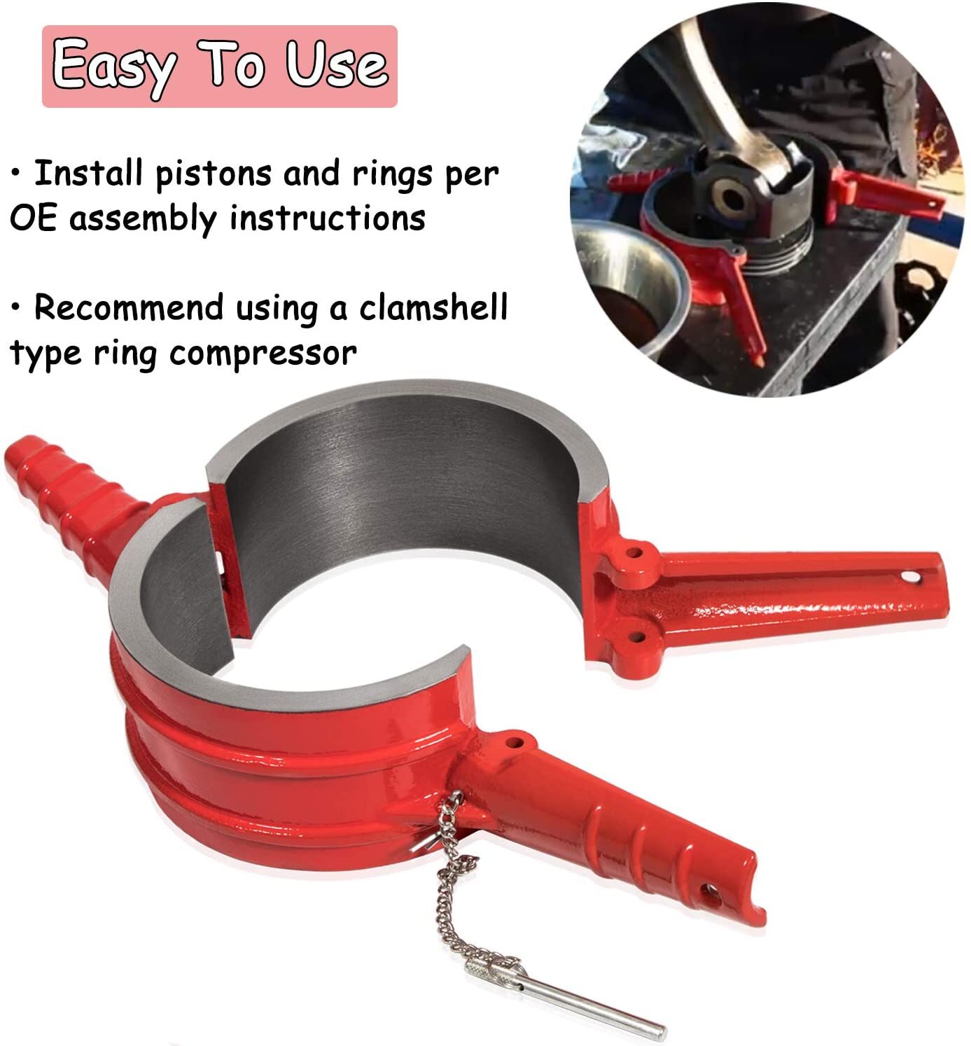 7040 Piston Ring Compressor Tool For CAT Cummins Diesel ISX 3400 C-15 5.40»