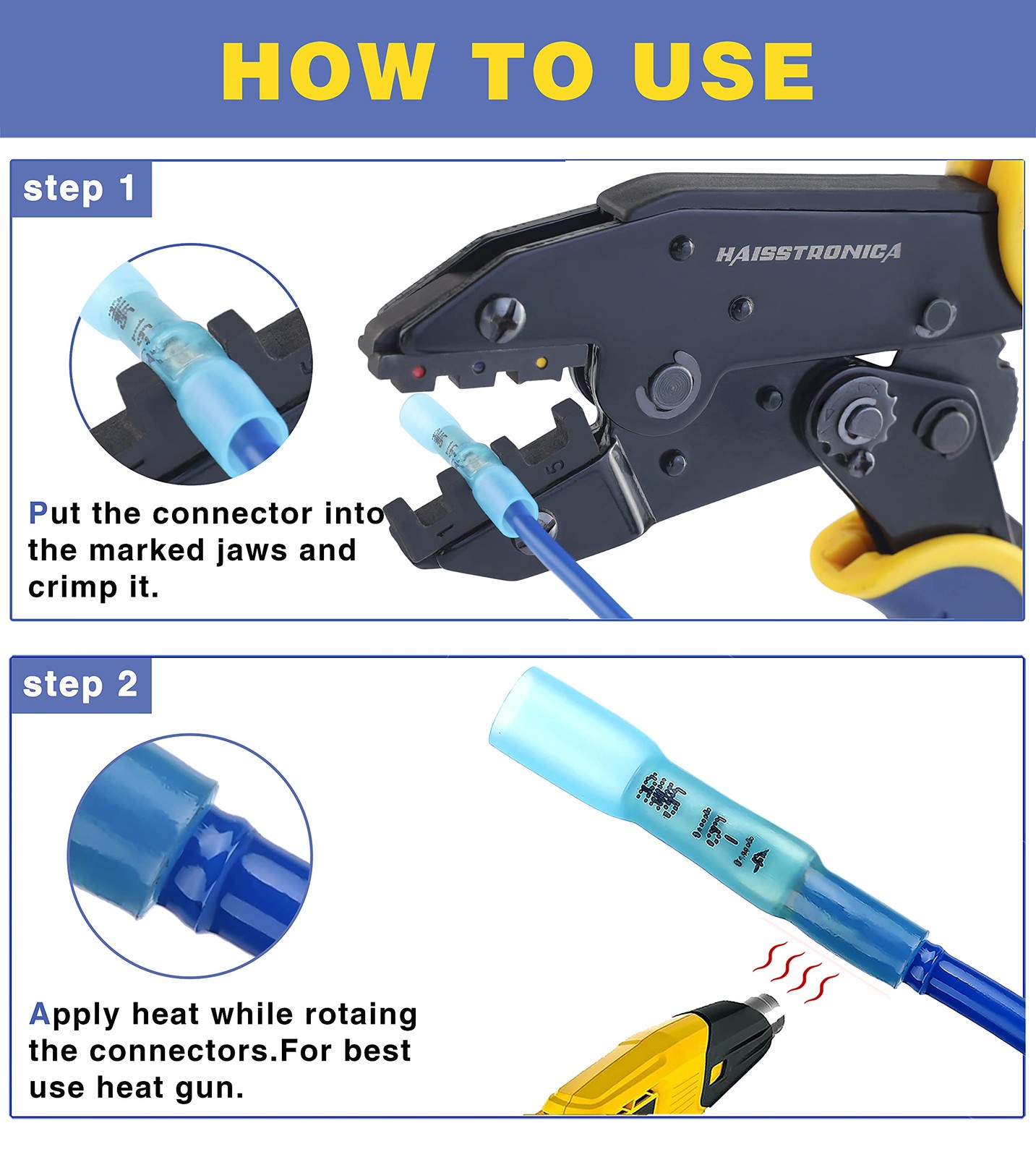 Crimping Tool for Heat Shrink Connectors with 200 Marine Grade Butt Connectors